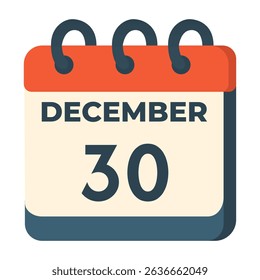 30 December vector on white background
Vector calendar with date