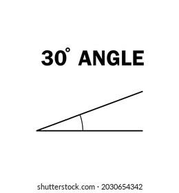 30 degree angle. Geometric mathematical angle with arrow vector icon isolated on white background. Educational learning materials