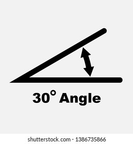 30 degree angle icon, isolated icon with angle symbol and text, vector illustration.