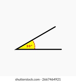 Icono de ángulo de 30 grados en matemáticas