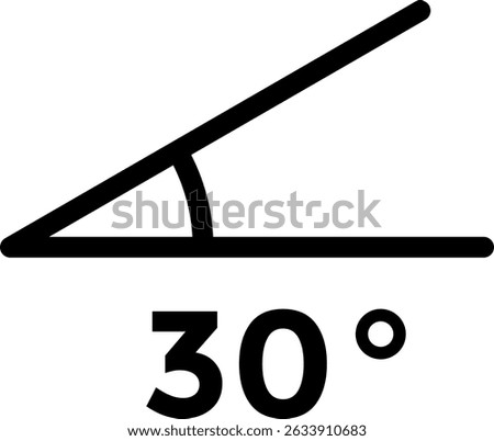 30 degree angle icon. Trigonometry templates. Geometric symbol. mathematical elements. Educational school geometry learning materials