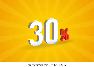 30% Rabatt 3D Text für Verkauf und Promotion.