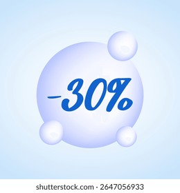 A 30% discount badge. Simple minimalist design. Vector illustration