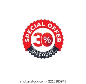 30% Discount Coupon. Sale tags set vector badges template. Sale offer price sign. Special offer symbol. Discount promotion. Discount badge Stamp shape. Vector illustration design