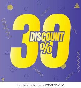 30% discount deal sign icon, 30 percent special offer discount vector, 30 percent sale price reduction offer design, Friday shopping sale discount percentage icon design