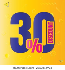 30% discount deal sign icon, 30 percent special offer discount vector, 30 percent sale price reduction offer design, Friday shopping sale discount percentage icon design