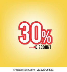 Iconos de descuento del 30%, vector de descuento del 30%, hasta un 30% de descuento