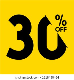 30% Discount Label Number Vector Template