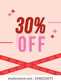 30% discount on the product list. discount wallpaper for trade. 30% off sale.