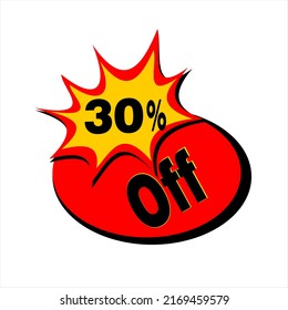 30% discount promotion icon. flat vector