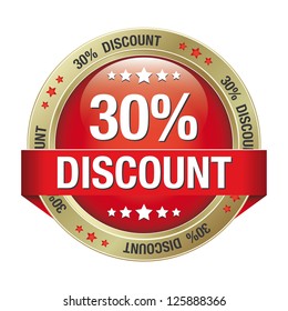 30 discount red gold button