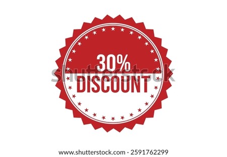 30% discount red ribbon label banner.