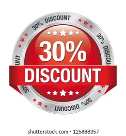 30 discount red silver button