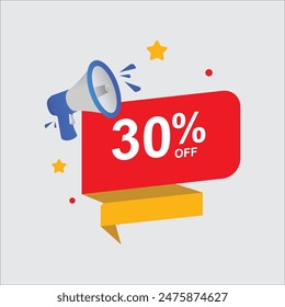 30 descuento, insignias de Vector de ventas para etiquetas, , pegatinas, Anuncios, etiquetas, pegatinas de Web, oferta Nueva. Anuncio de signo de origami de descuento