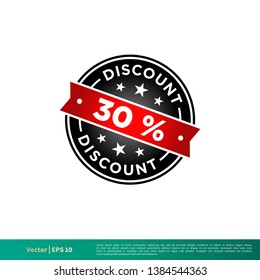 30% Discount Stamp Icon Vector Template Illustration Design. Vector EPS 10.