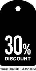 30% discount tag flat vector icon