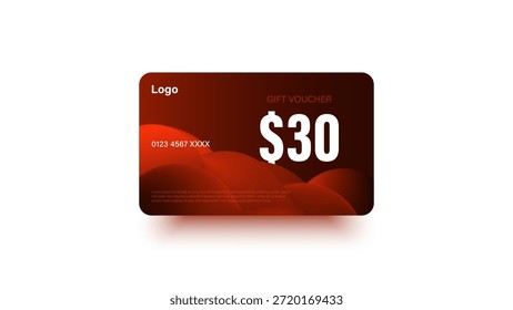 30 dólares de Cupón vale de regalo, Anuncio de devolución de efectivo oferta especial. Ilustración vectorial. Gran venta y super venta código de Cupón $30 descuento vale de regalo