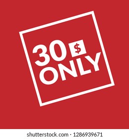 30 dollars only - emblem, label, badge,sticker, logo.Designed for your web site design, logo, app, UI - Vektor 