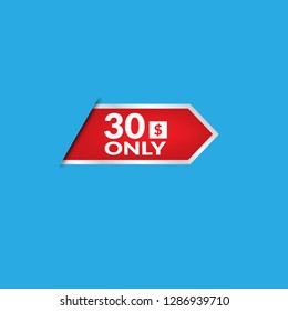 30 dollars only - emblem, label, badge,sticker, logo.Designed for your web site design, logo, app, UI - Vektor 