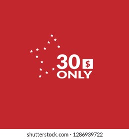 30 dollars only - emblem, label, badge,sticker, logo.Designed for your web site design, logo, app, UI - Vektor 