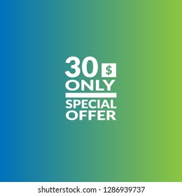 30 dollars only - emblem, label, badge,sticker, logo.Designed for your web site design, logo, app, UI - Vektor 