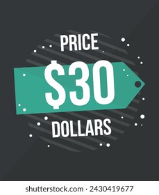 30 Dollar Preis. Vektor für den kommerziellen Verkauf mit Wert in Dollar, Online-Geschäftskonzept