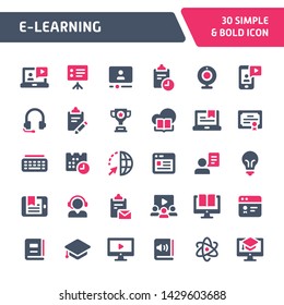 30 iconos vectoriales editables relacionados con el aprendizaje en línea 