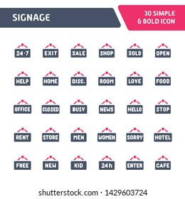 30 Editable vector icons related to wooden plank signage. Symbols such as wooden plank and signage with different texts are included in this set. Still looks perfect in small size.