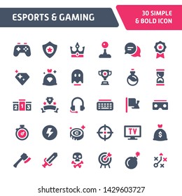 30 Editable Vector Icons Related To Esports And Gaming. Symbols Such As Game Equipment And Competition Are Included In This Set. Still Looks Perfect In Small Size.