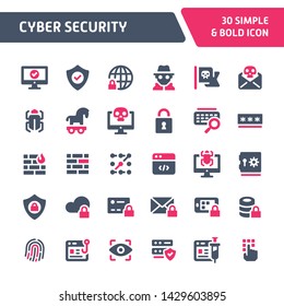 30 Editable vector icons related to cyber & internet security. Symbols such as mobile, cloud & computer security are included in this set. Still looks perfect in small size.