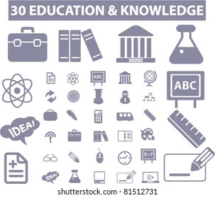 30 education & knowledge icons, signs, vector set