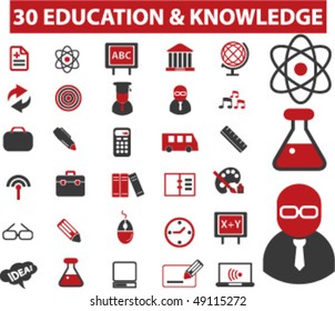 30 education & knowledge signs. vector