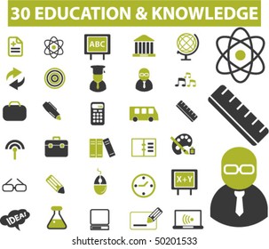 30 education & knowledge signs. vector