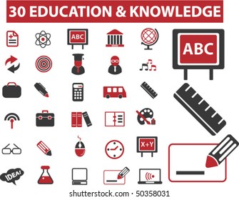 30 education & knowledge signs. vector