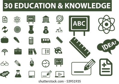 30 education & knowledge signs. vector