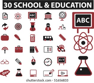 30 education & school signs. vector
