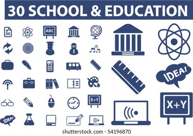 30 education & school signs. vector