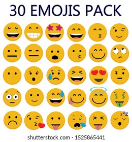 30 Emojis Pack Icons Pixel Perfect Set