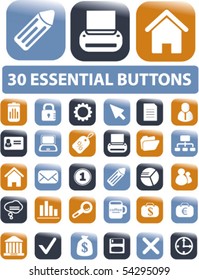 30 essential buttons. vector
