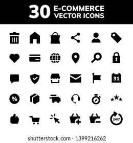 30 flat ecommerce shopping vector icons pack