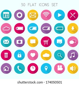 30 Flat Icons - Web, Mobile, App - vector EPS10
