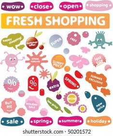 30 etiquetas de compra nuevas. vector