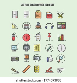 
30 full color office icon set