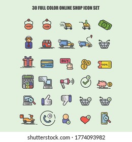 
30 full color online shop icon set