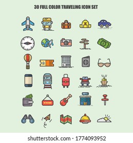 
30 Full Color Traveling Icon Set