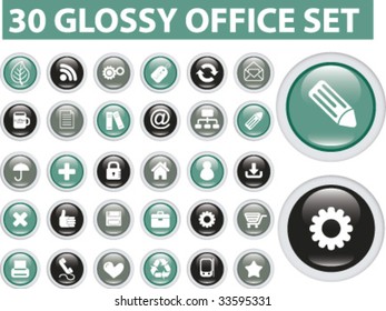 30 glossy buttons set. vector