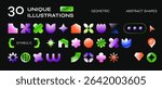 30 Gradient Abstract Geometric Shapes part 2, modern geometric form design suitable for website, branding, billboards, packaging, and animation under the concept of square structure
