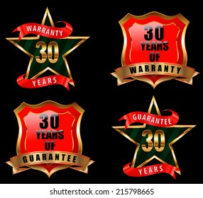 30 guarantee and warranty badge, guarantee sign, warranty label - vector eps 10