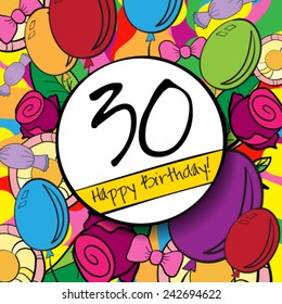 30 Happy Birthday Background Card Colorful Stock Vector (Royalty Free ...