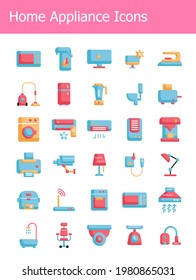 30 home appliance simple flat icons pack vector illustration